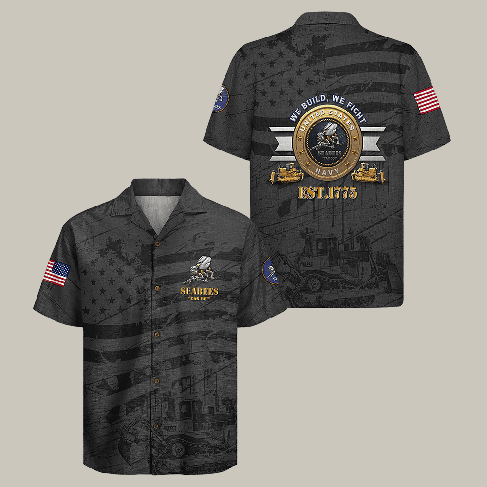 US Navy Seabees 250th Years Of Service Hawaiian Shirt Seabees Can Do Navy Force Clothes Gift Idea