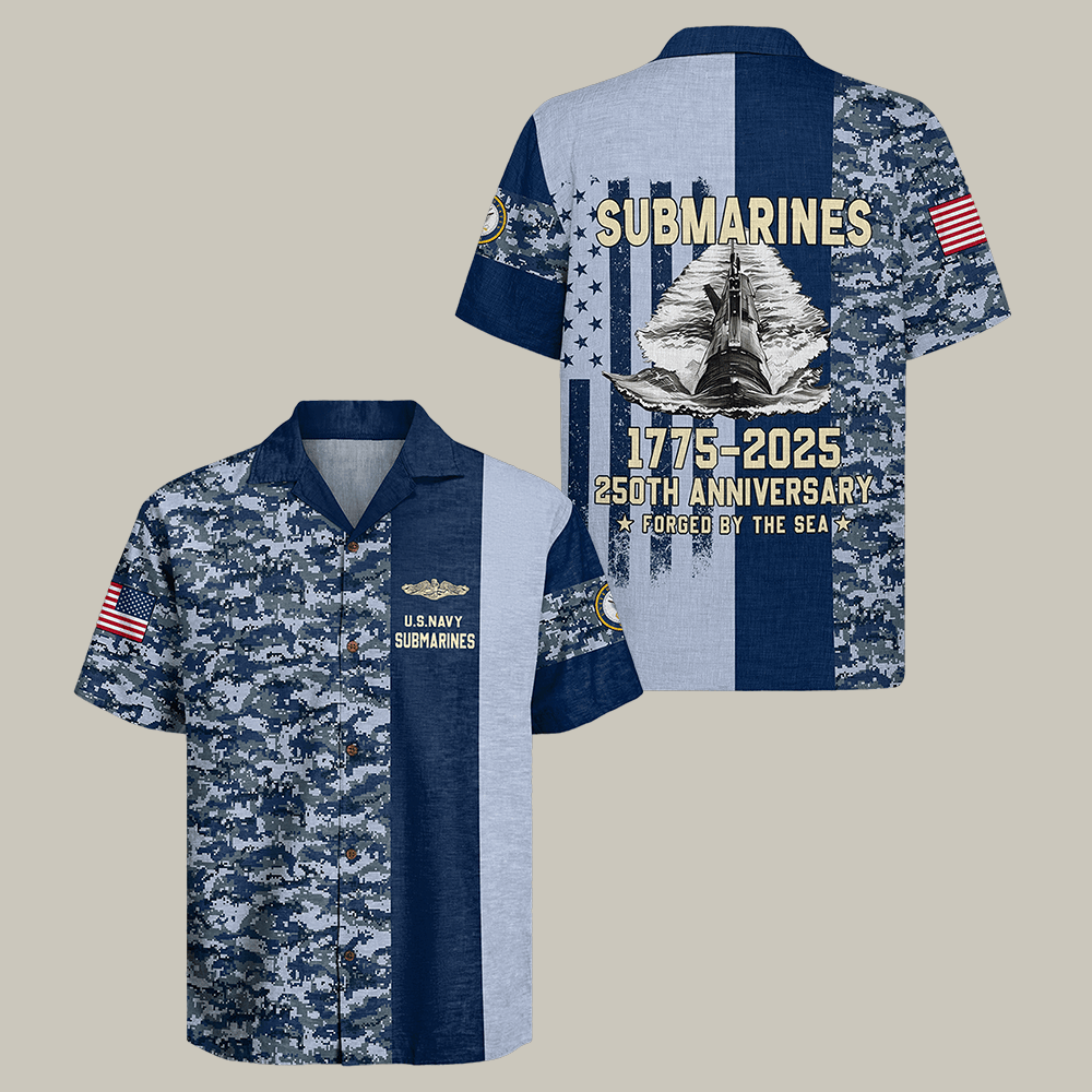 US Navy Submarine Hawaiian Shirt Forged By The Sea Shirt 250Th Anniversary Gift