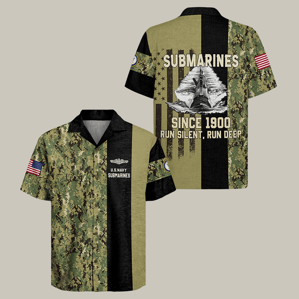 US Navy Submarine Hawaiian Shirt Run Silent Run Deep Navy Shirt Gift For Him