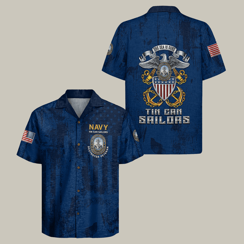 US Navy Tin Can Sailors Hawaiian Shirt 250Th Anniversary Clothes Patriotic Veteran Gift