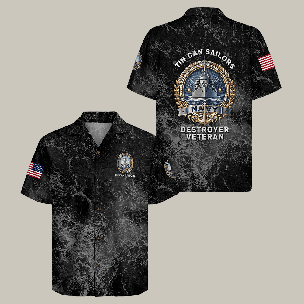 US Navy Tin Can Sailors Hawaiian Shirt Navy Veteran Clothes Patriotic Dad Gift