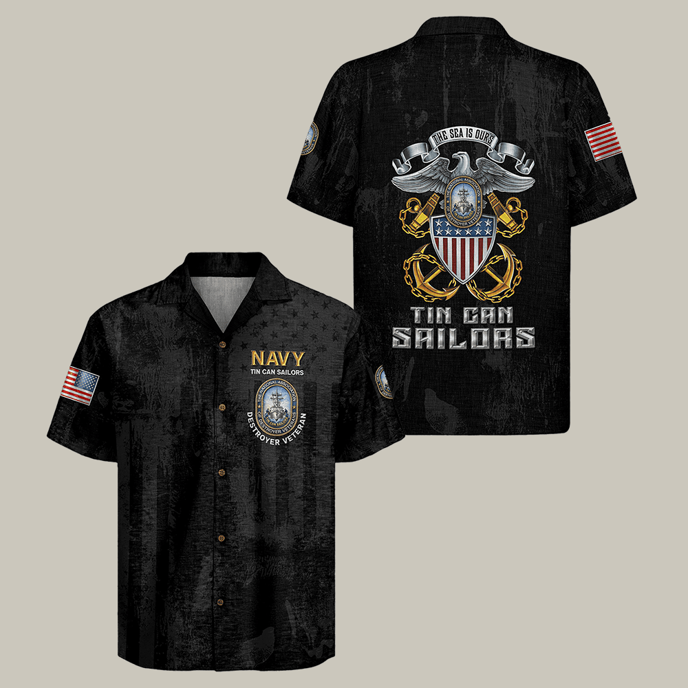 US Navy Tin Can Sailors Hawaiian Shirt Navy Veteran Shirt Best Gift For Military