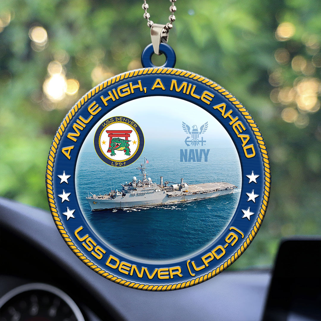 US Navy USS Denver LPD 9 Car Ornament Veteran Decorations Christmas Gifts For Patriotic Men