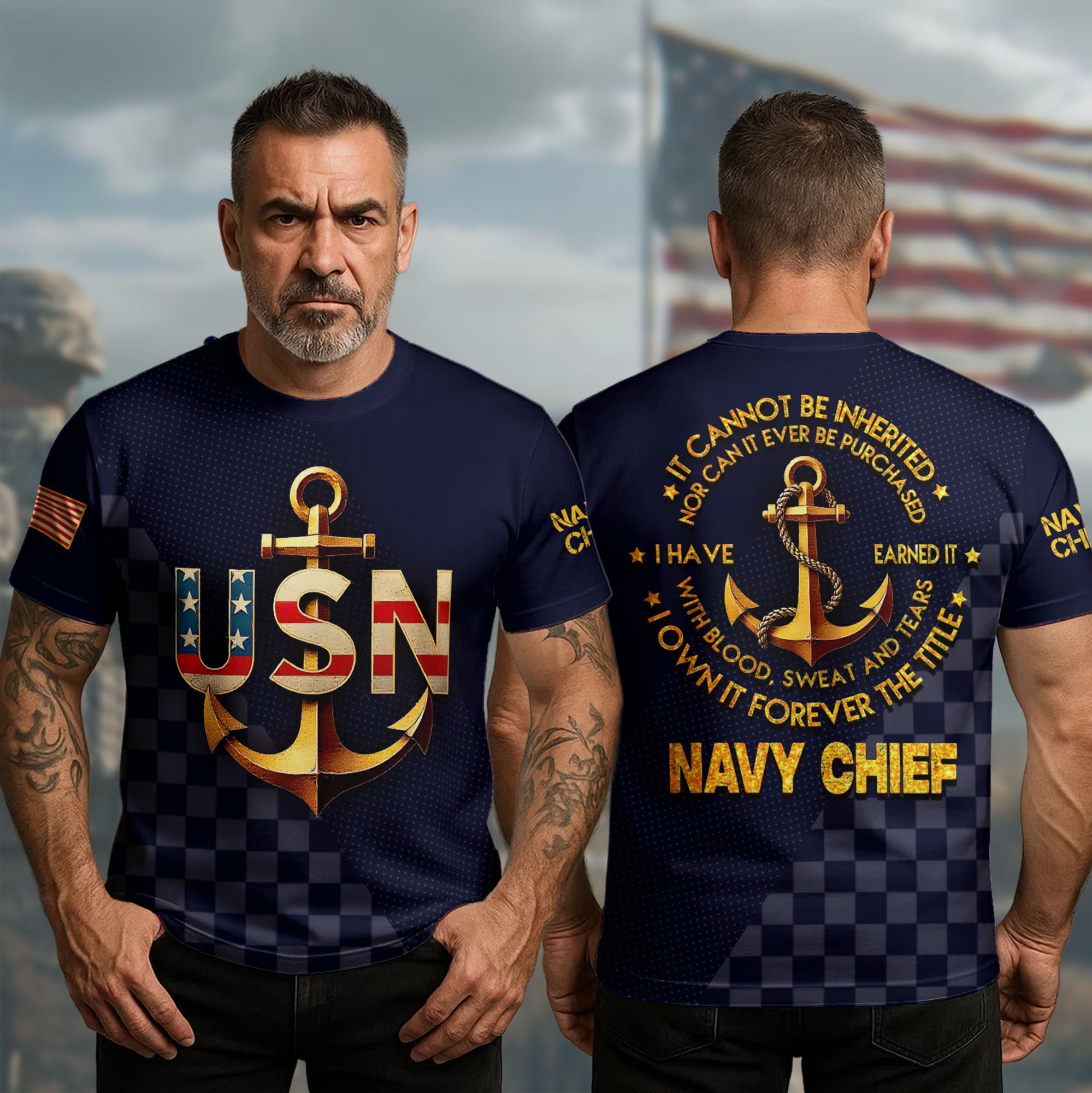 US Navy Veteran 250Th Anniversary T-Shirt It Cannot Be Inherited Navy Chief Proud Veteran Merch