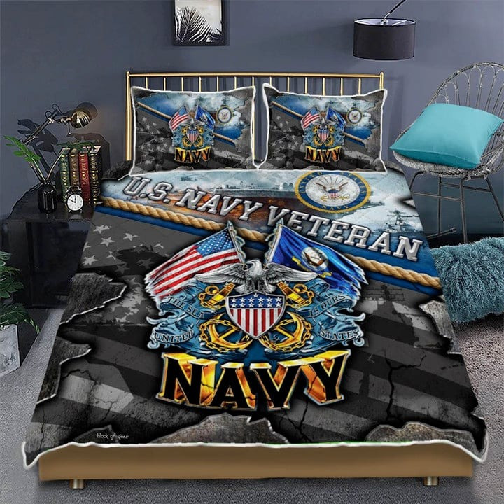 US Navy Veteran Bedding Set Duvet Cover Bedspread Veterans Day Gifts For Employees