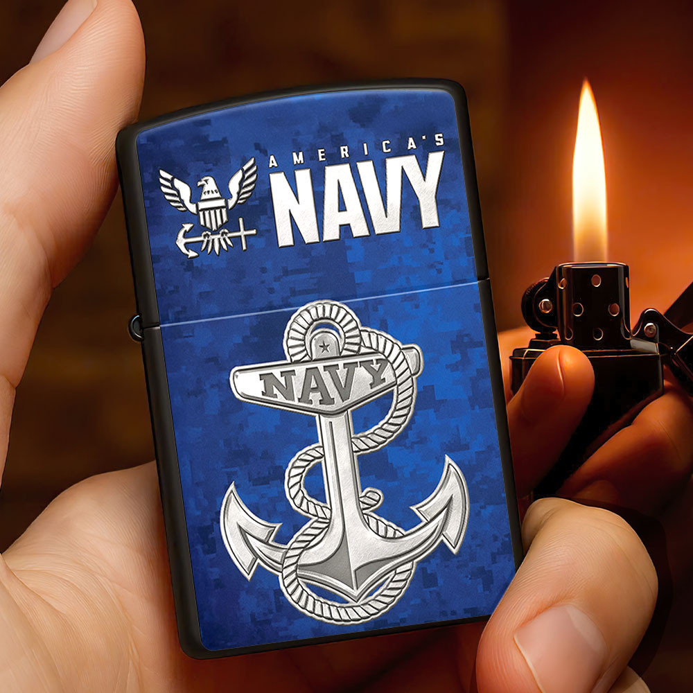 US Navy Veteran Camo Zippo Lighter Case Navy Anchor Design Meaningful Gifts