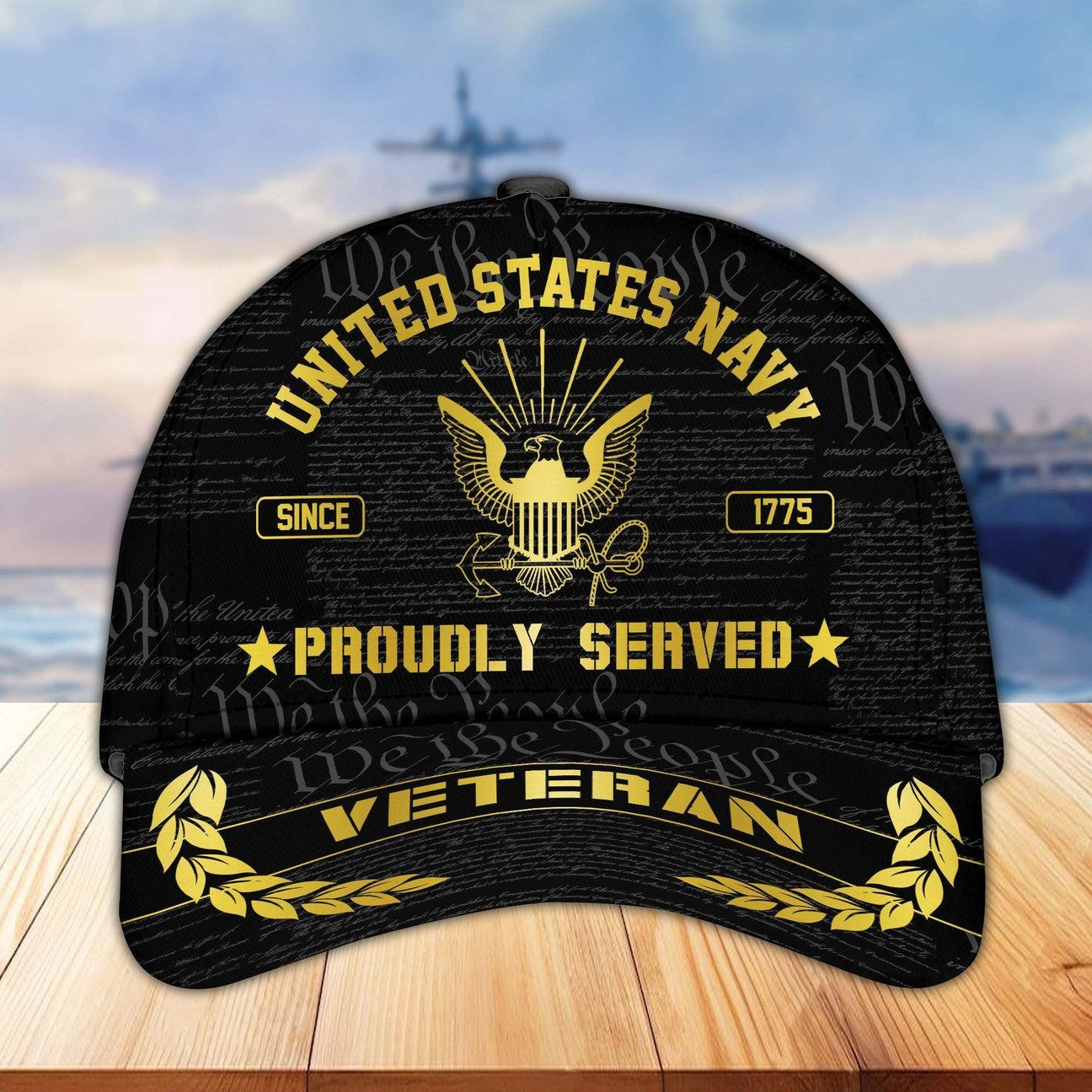 US Navy Veteran Cap Proudly Served We The People Hat Military Gift for Dad