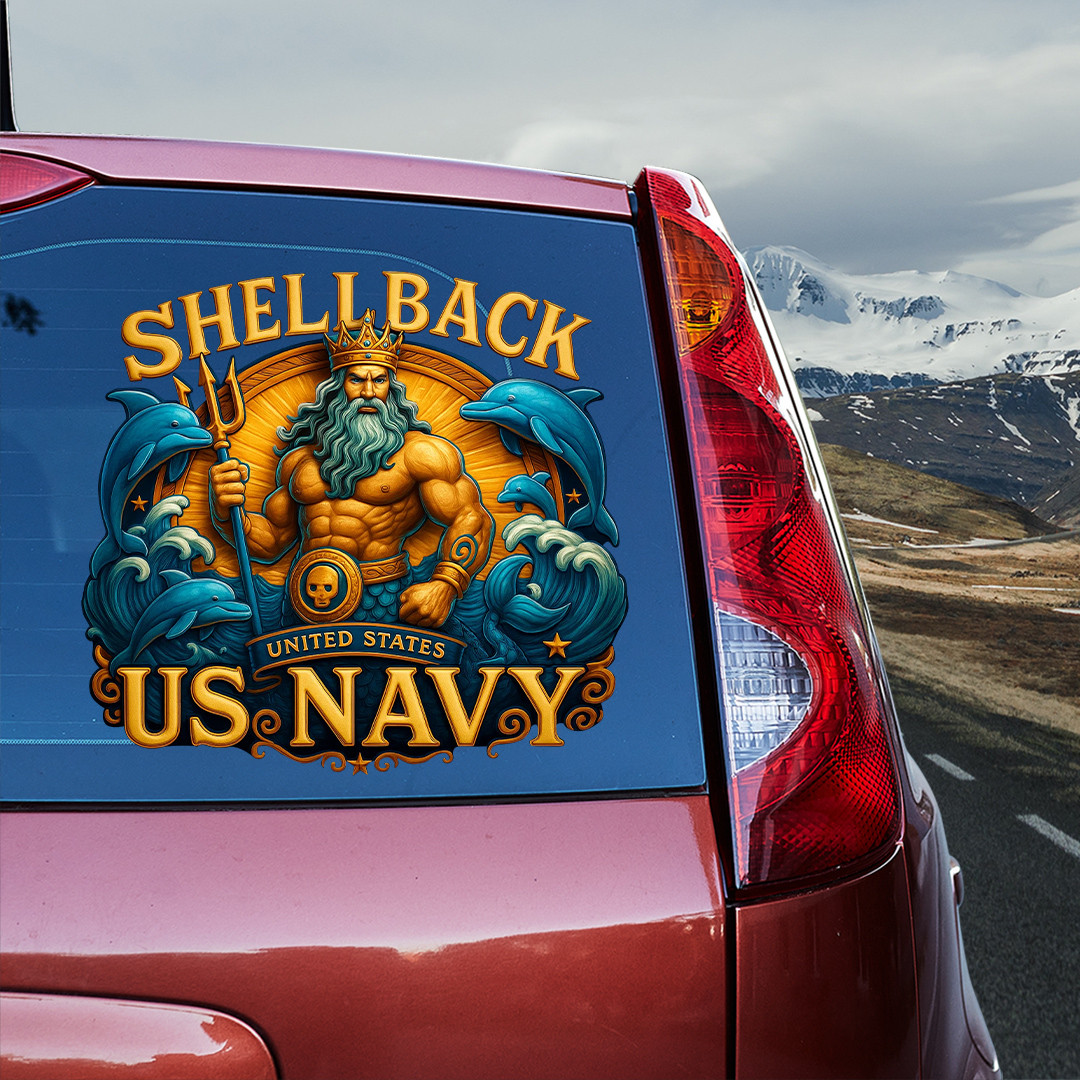 US Navy Veteran Car Sticker Poseidon Design Shellback Car Decor Gifts For Veterans