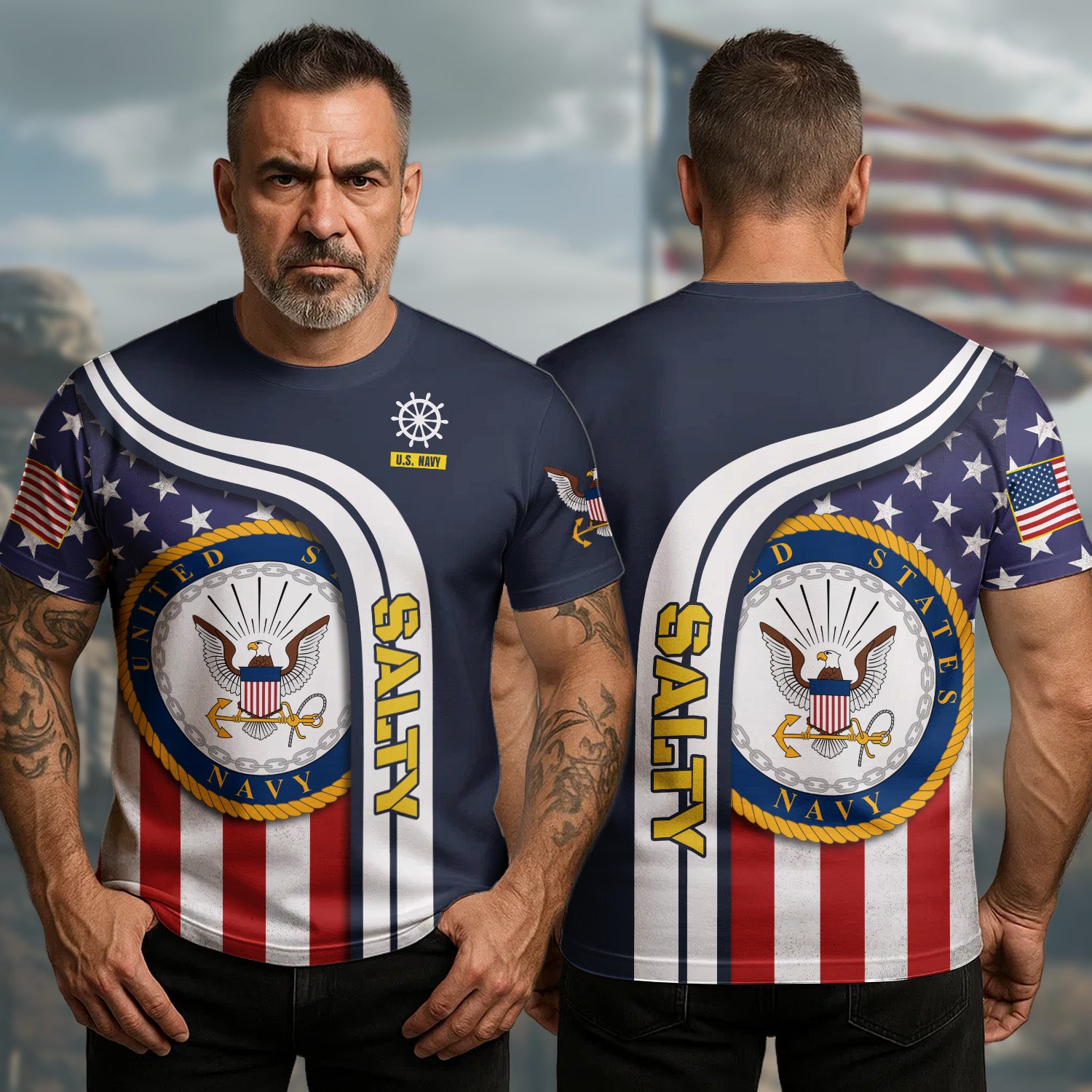US Navy Veteran Design T-Shirt Salty Once A Soldier Always A Hero Veteran Clothing