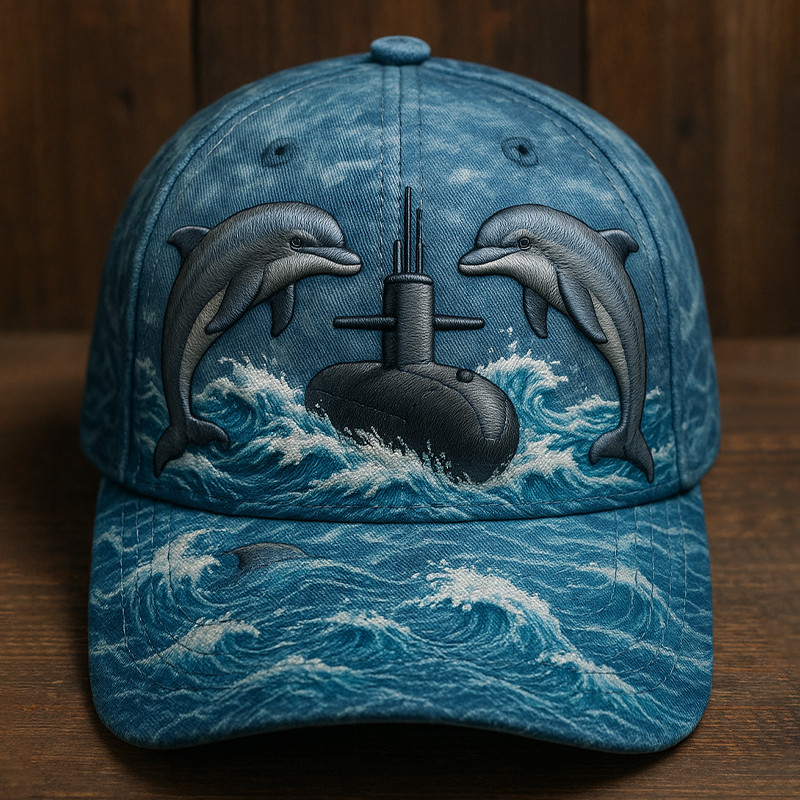 US Navy Veteran Hat Dolphine Pattern Submarine Baseball Cap Gifts For Navy Veterans