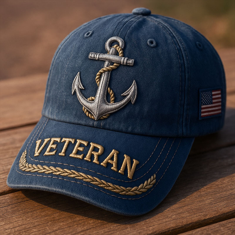 US Navy Veteran Hat Forged By The Sea American Flag Merch Gifts For Navy Veterans