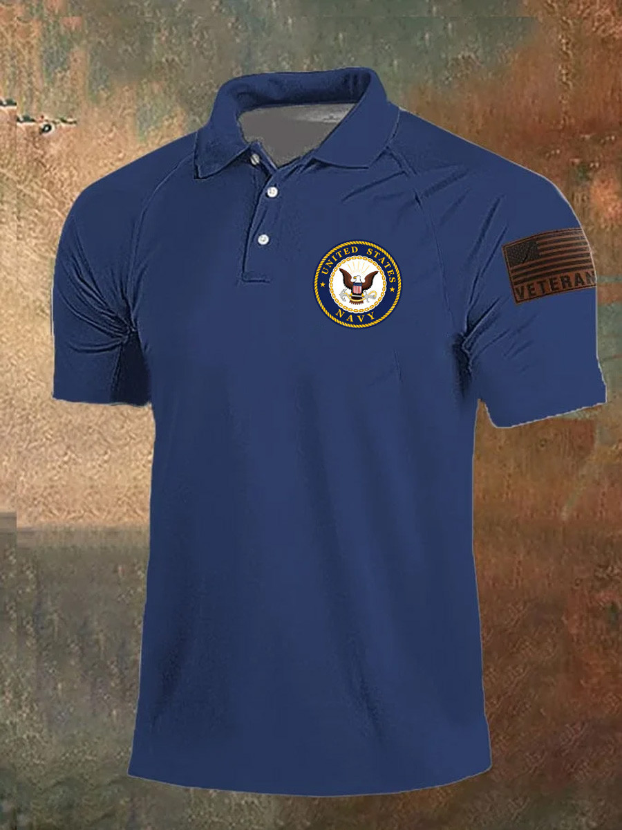 US Navy Veteran Polo Shirt American Flag Navy Clothing Unique Gifts For Military