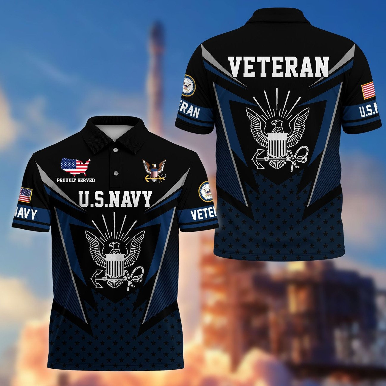 US Navy Veteran Polo Shirt Premium Military Gift for Father and Husband and Friends on Veteran Day