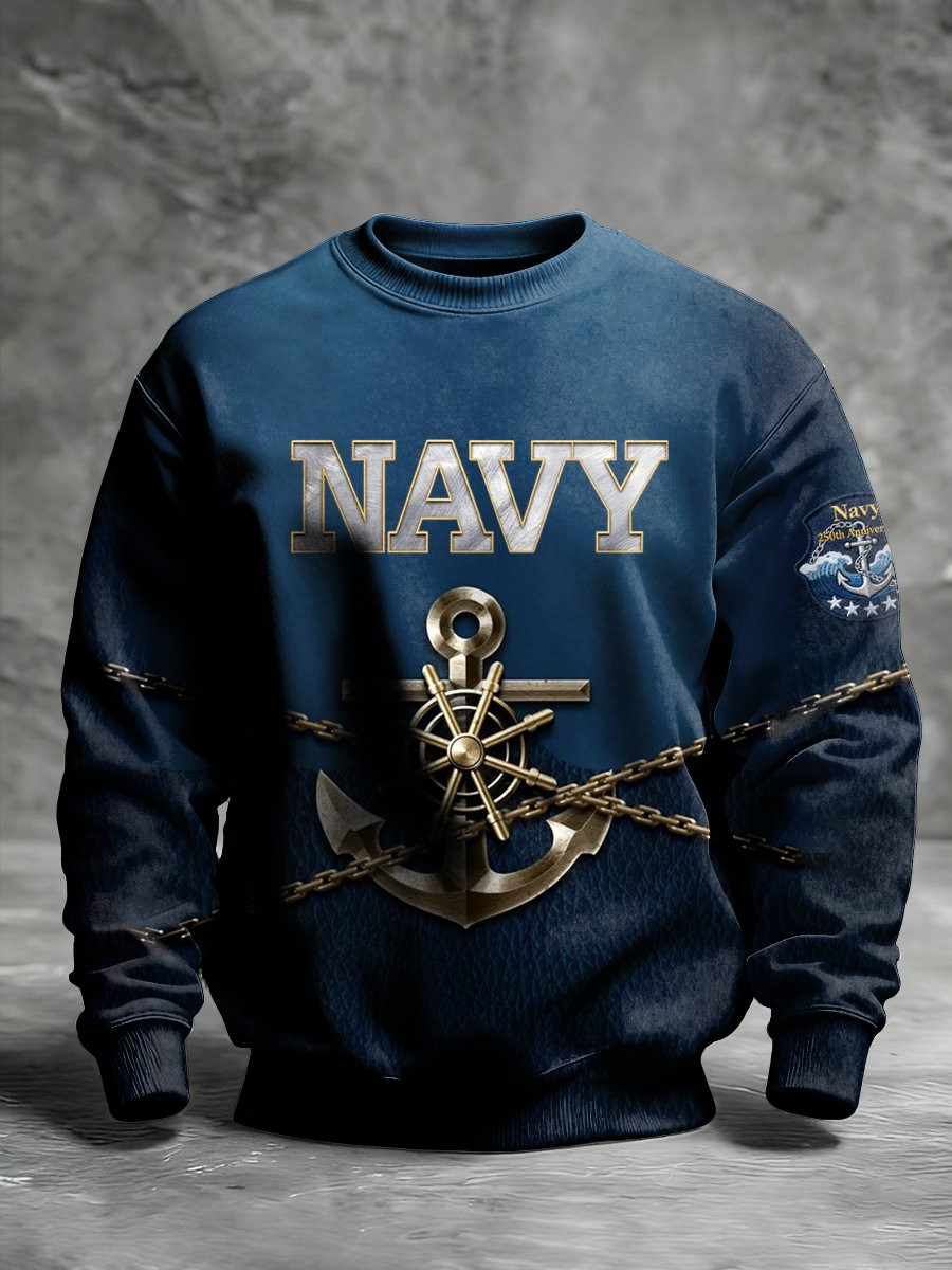 US Navy Veteran Sweatshirt Forged By The Sea Navy Clothing Unique Gifts For Patriotic Men