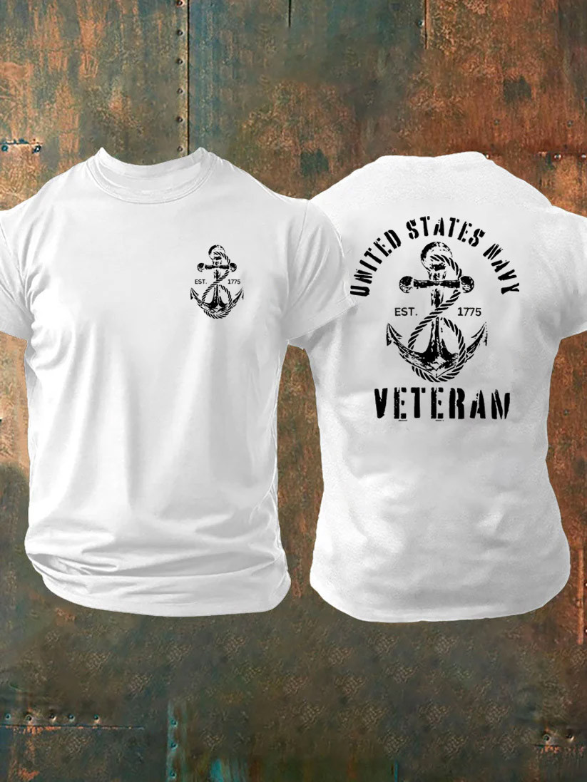 US Navy Veteran T-Shirt Navy Anchor Pattern Veteran Shirt Gifts For Patriots