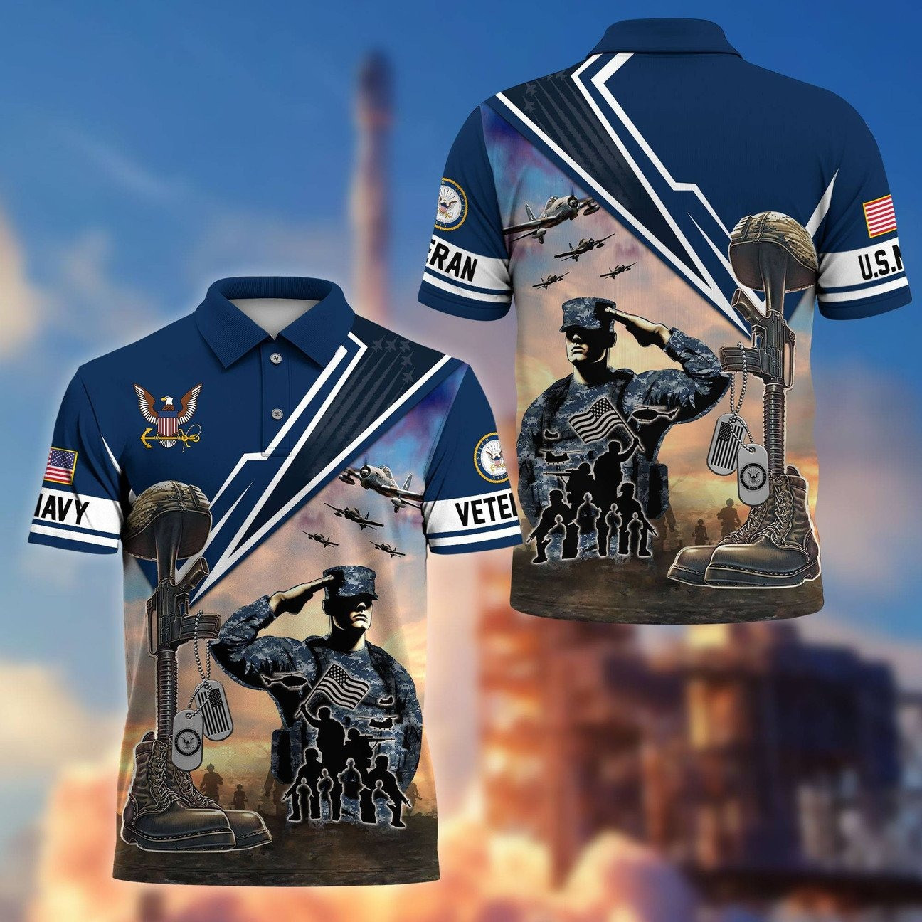 US Navy Veterans Polo Shirt Patriotic Gift for Father and Friends and Husband on Veterans Day