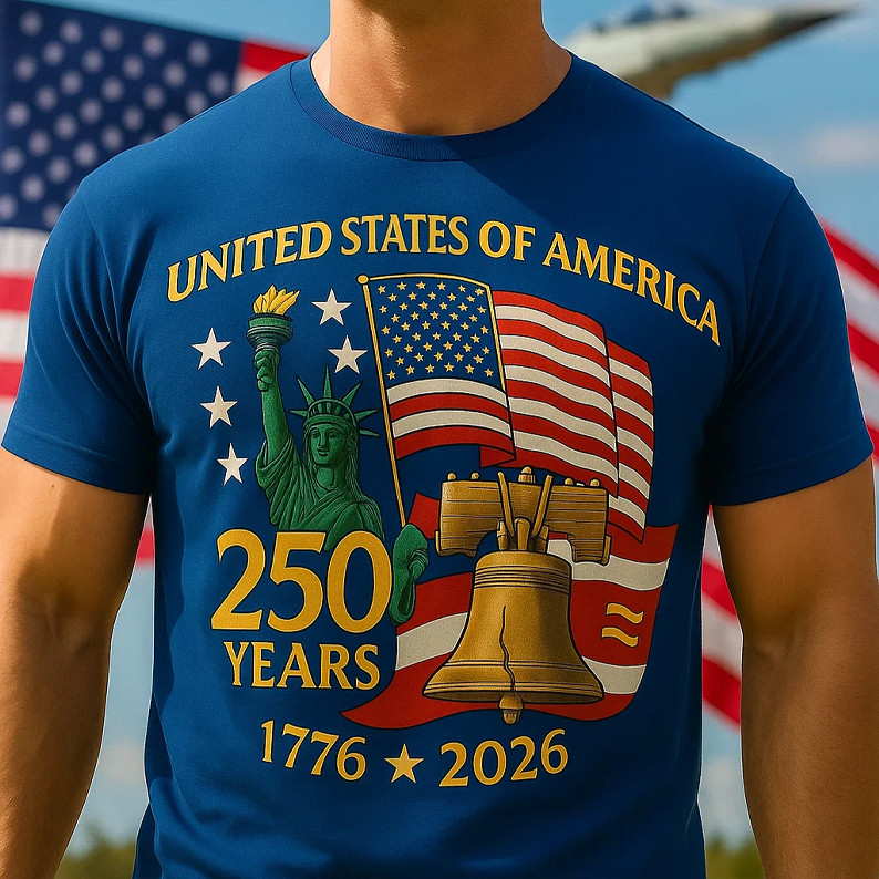 US Of America 250th Anniversary T-Shirt Men's Patriotic Clothing Gifts For Dad