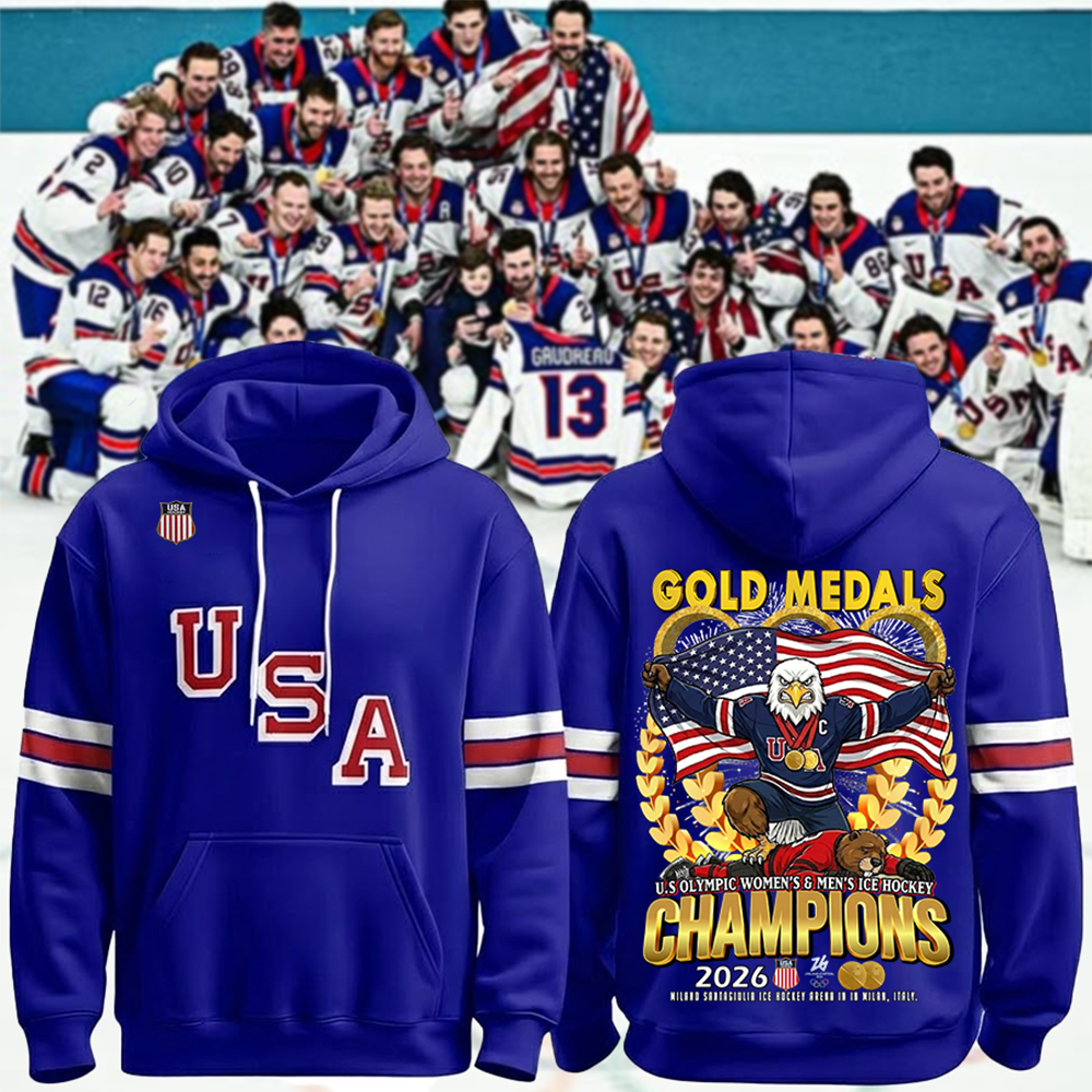 US Olympic Women's And Men's Ice Hockey Hoodie USA Hockey Gold Medal Merch Winter Olympic Gift