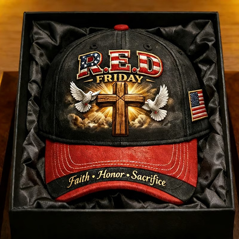 US RED Friday Faith Honor Sacrifice Hat Proud Veteran Baseball Cap Gifts For Veterans