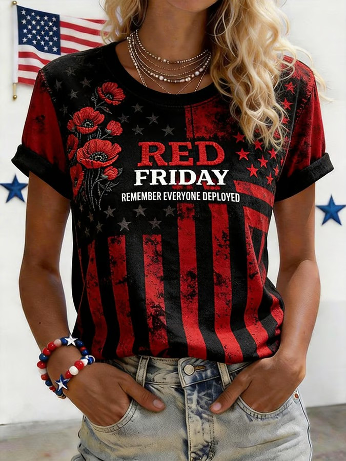 US RED Friday Merch Remember Everyone Deployed Shirt Army Veteran Apparel Gifts For Women