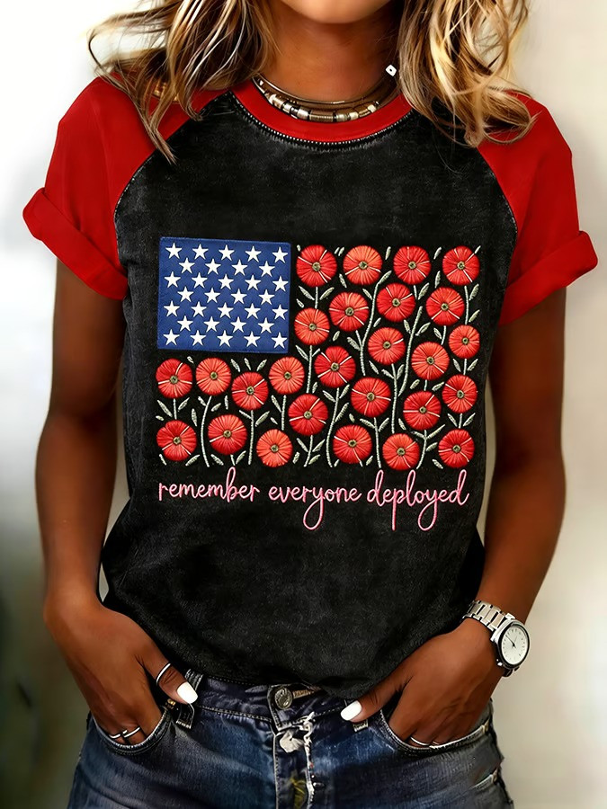 US RED Friday Merch Remember Everyone Deployed Shirt Red Poppy Apparel Veterans Gifts