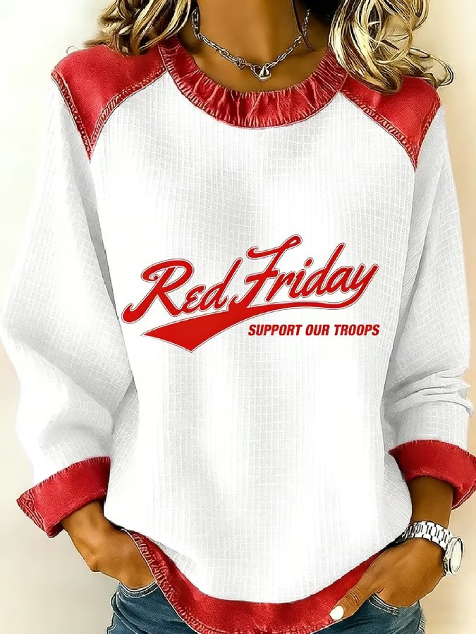 US RED Friday Merch Support Our Troops Sweatshirt Military Veterans Apparel Veterans Gifts
