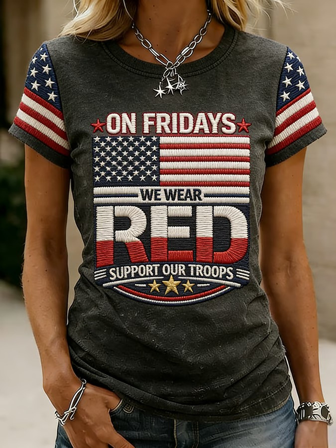 US RED Friday On Friday We Wear Red Shirt Support Our Troops Shirt Veterans Memorial Gifts