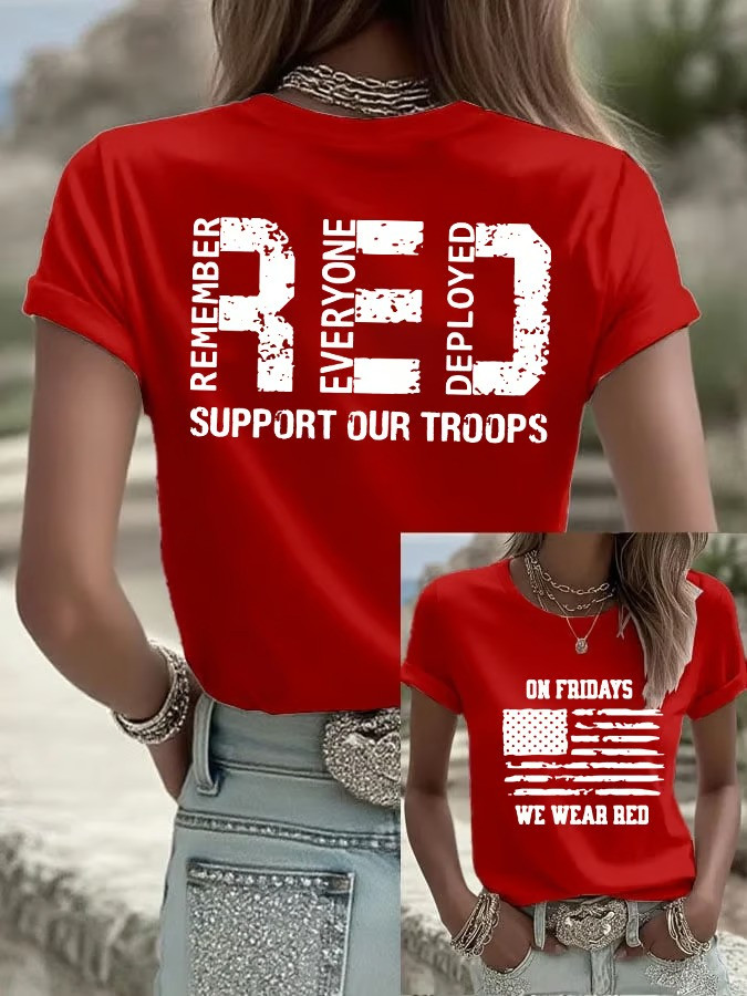 US RED Friday On Fridays We Wear Red Shirt Support Our Troops Tee Gifts For Veterans