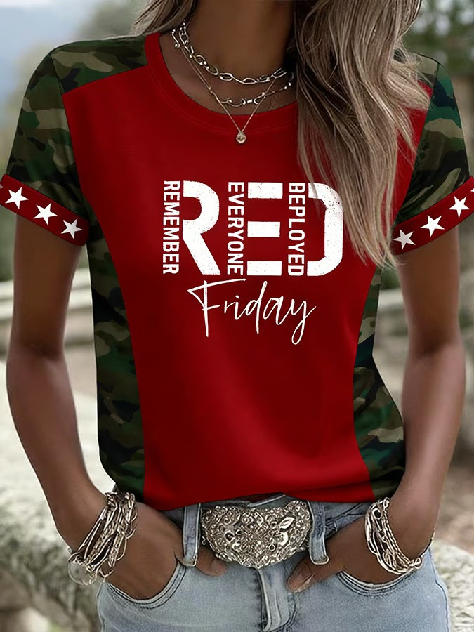 US RED Friday Remember Everyone Deployed Camo Shirt Military Retirement Apparel Veterans Gifts