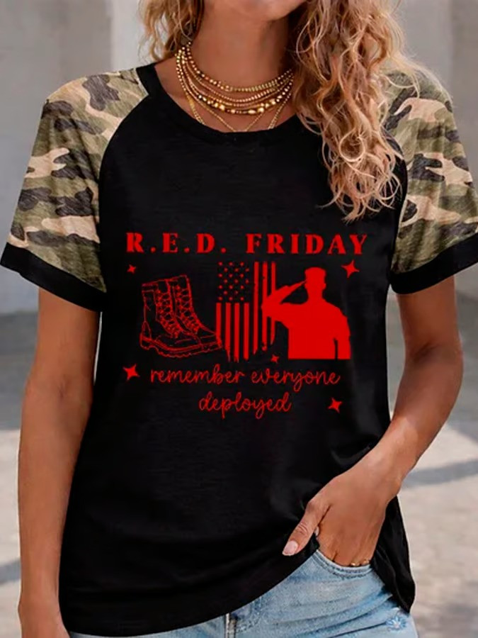 US RED Friday Remember Everyone Deployed Camo Shirt US Army Apparel Gifts For Veterans