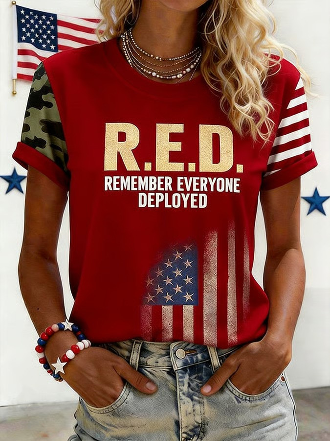 US RED Friday Remember Everyone Deployed Camo Shirt US Flag Apparel Veterans Gifts Idea