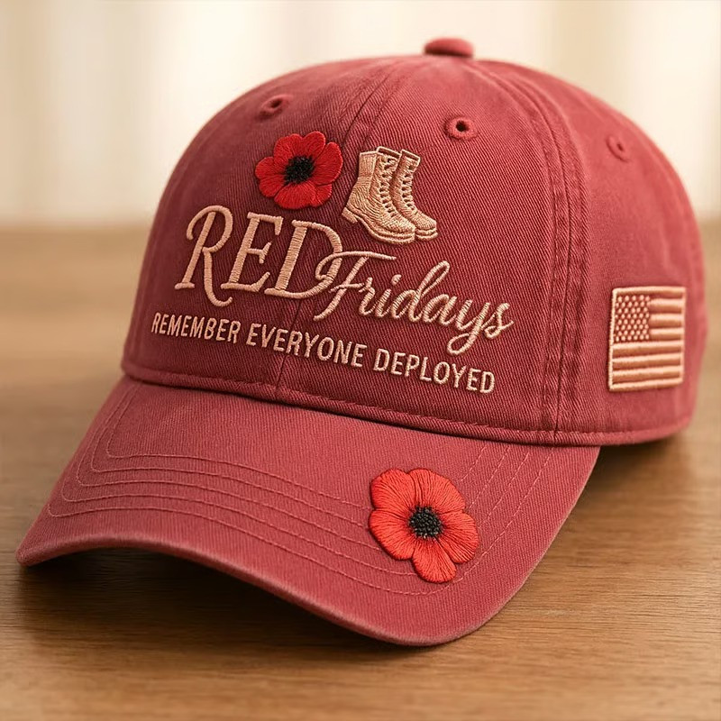 US RED Friday Remember Everyone Deployed Hat Red Poppy Cap Veterans Memorial Gifts