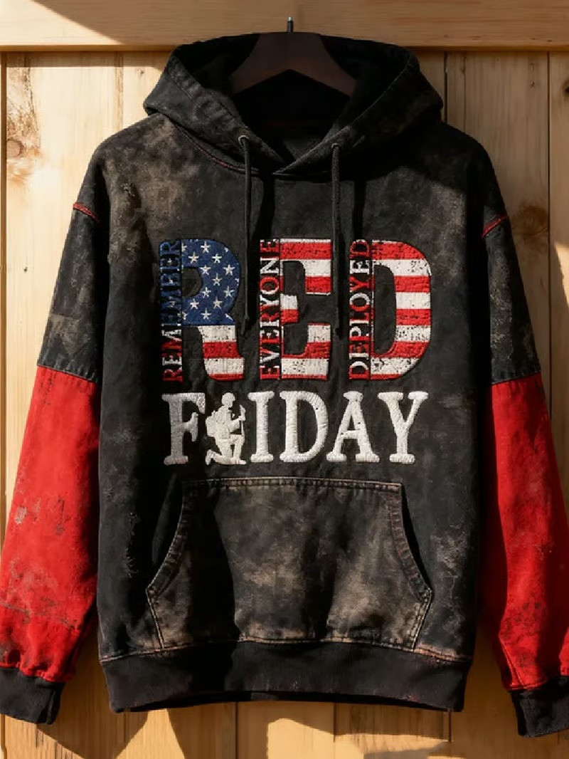 US RED Friday Remember Everyone Deployed Hoodie Veterans Memorial Hoodie Gifts For Dad