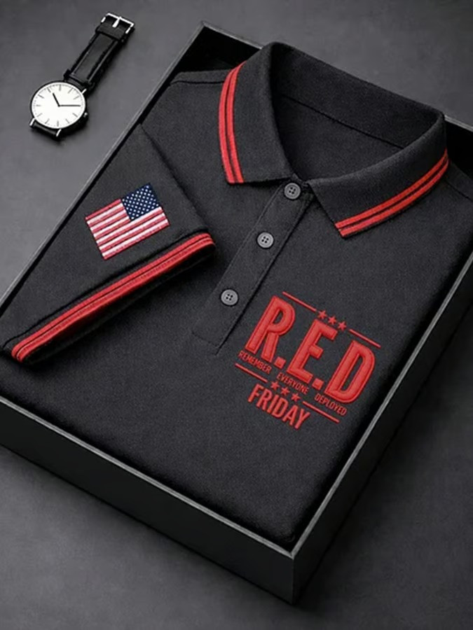 US RED Friday Remember Everyone Deployed Polo Shirt Veterans Apparel Gifts For Family