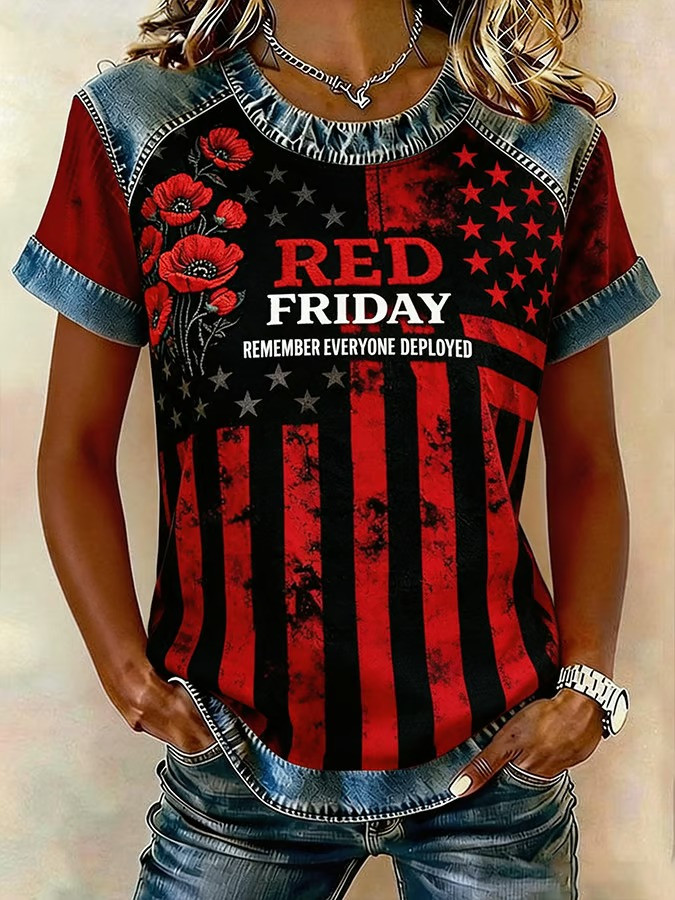 US Red Friday Remember Everyone Deployed Shirt US Flag Apparel Veterans Memorial Gifts