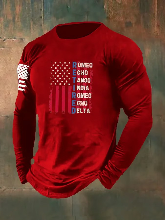 US RED Friday Retired Military Long Sleeve Shirt Retired Soldier Apparel Gifts For Grandpa