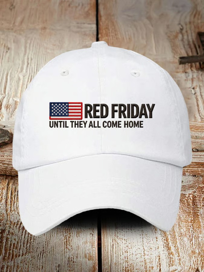 US RED Friday Until They All Come Home Hat Patriotic Military Cap Veterans Memorial Gifts