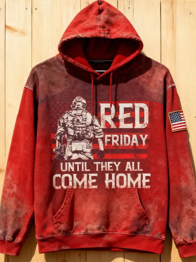US Red Friday Until They All Come Home Hoodie Military Retirement Apparel Veterans Gifts
