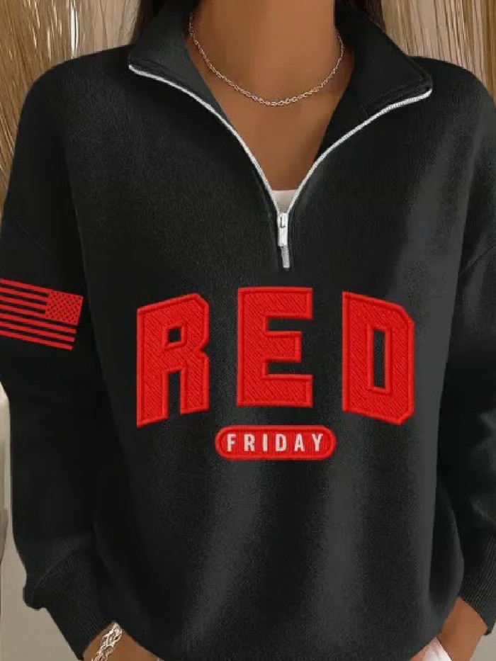 US RED Friday Zip Sweatshirt Military Retirement Clothing Cool Gifts For Veterans Family