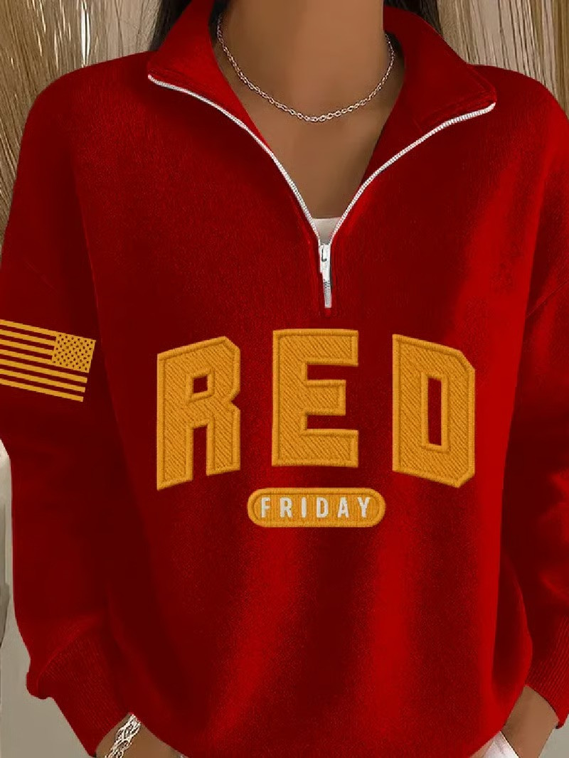US RED Friday Zip Sweatshirt Military Retirement Clothing Gifts For Military Veterans