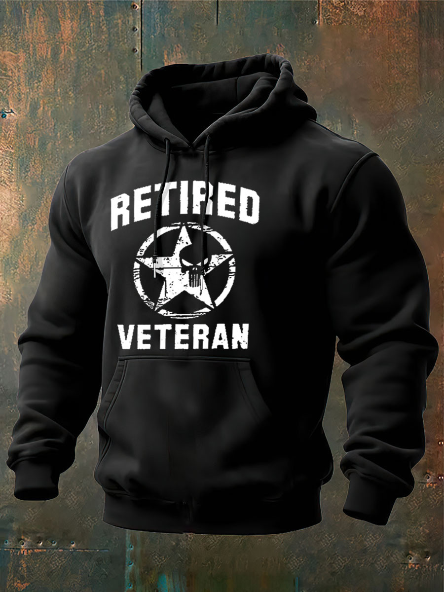 US Retired Veteran Hoodie Skull Pattern Military Clothing Gifts For Army Man