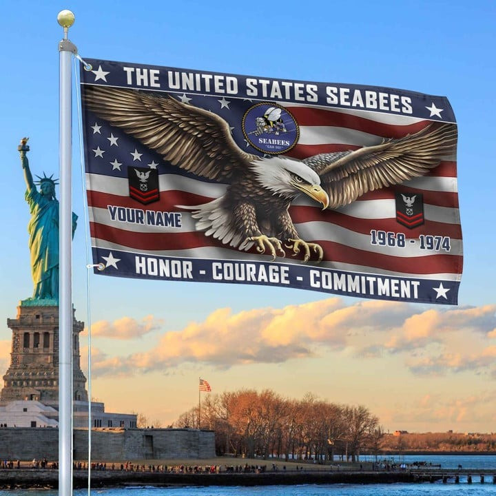 US Seabees Custom Grommet Flag Best Gifts for Seabees Veteran and Father for Armed Forces Day and Veterans Day