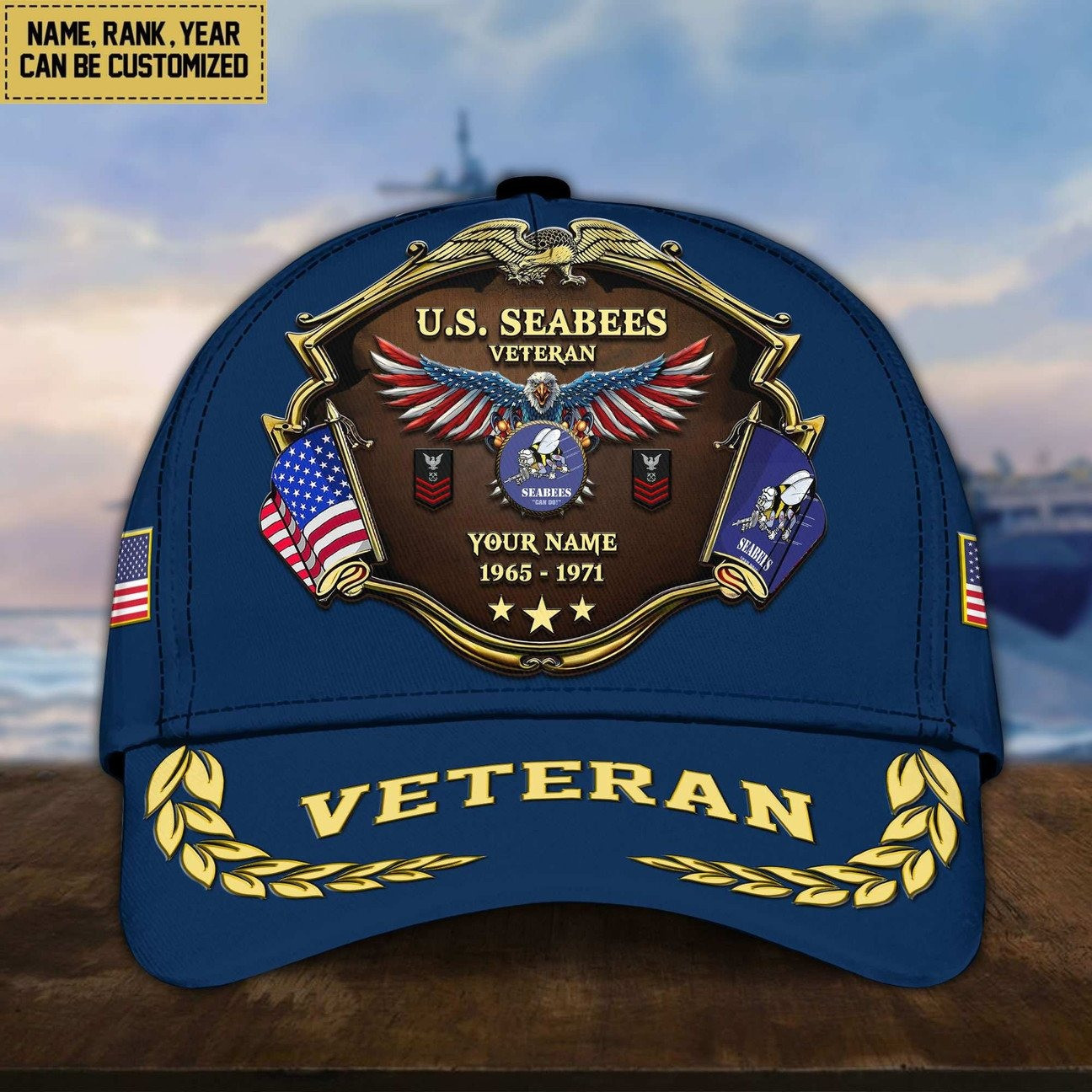 US Seabees Custom Personalized Cap Proudly Served Gift For Army on Veterans Day