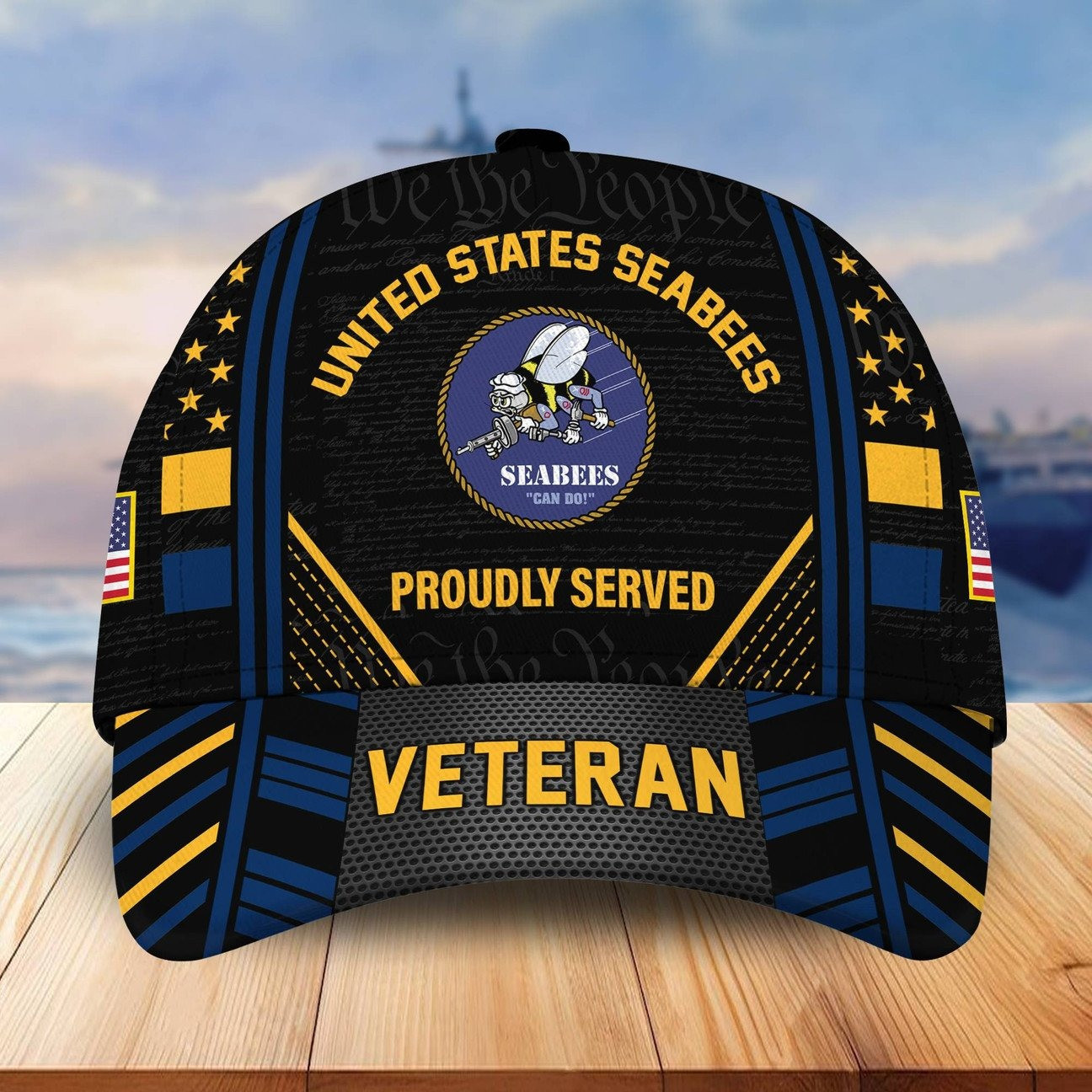 US Seabees Eagle Emblem Proudly Served Baseball Cap Gift For Patriotic Army on Veterans Day