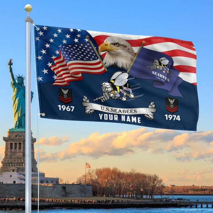 US Seabees Grommet Custom Flag Best Gift for Seabees Veteran Father Armed Forces Day Veterans Day