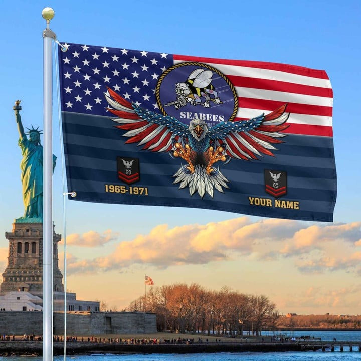 US Seabees Grommet Custom Flag Gifts for Seabees Veteran Dad Husband Armed Forces Day Veterans Day