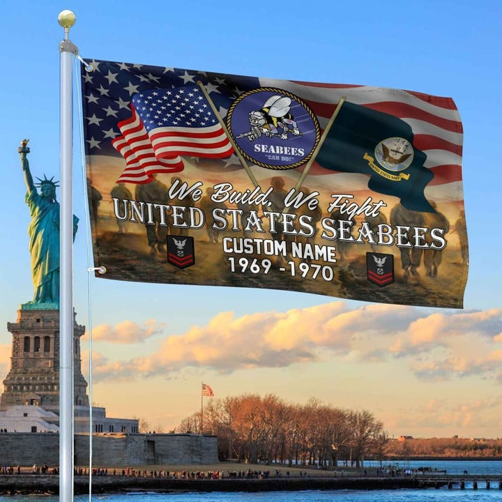 US Seabees Grommet Flag Custom Gifts for Seabees Veteran Dad and Husband for Veterans Day