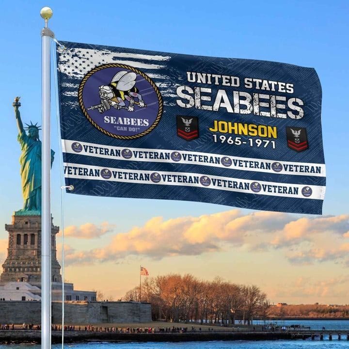 US Seabees Groomet Custom Flag Gift For Seabees Veteran Armed Forces Days Veteran Days