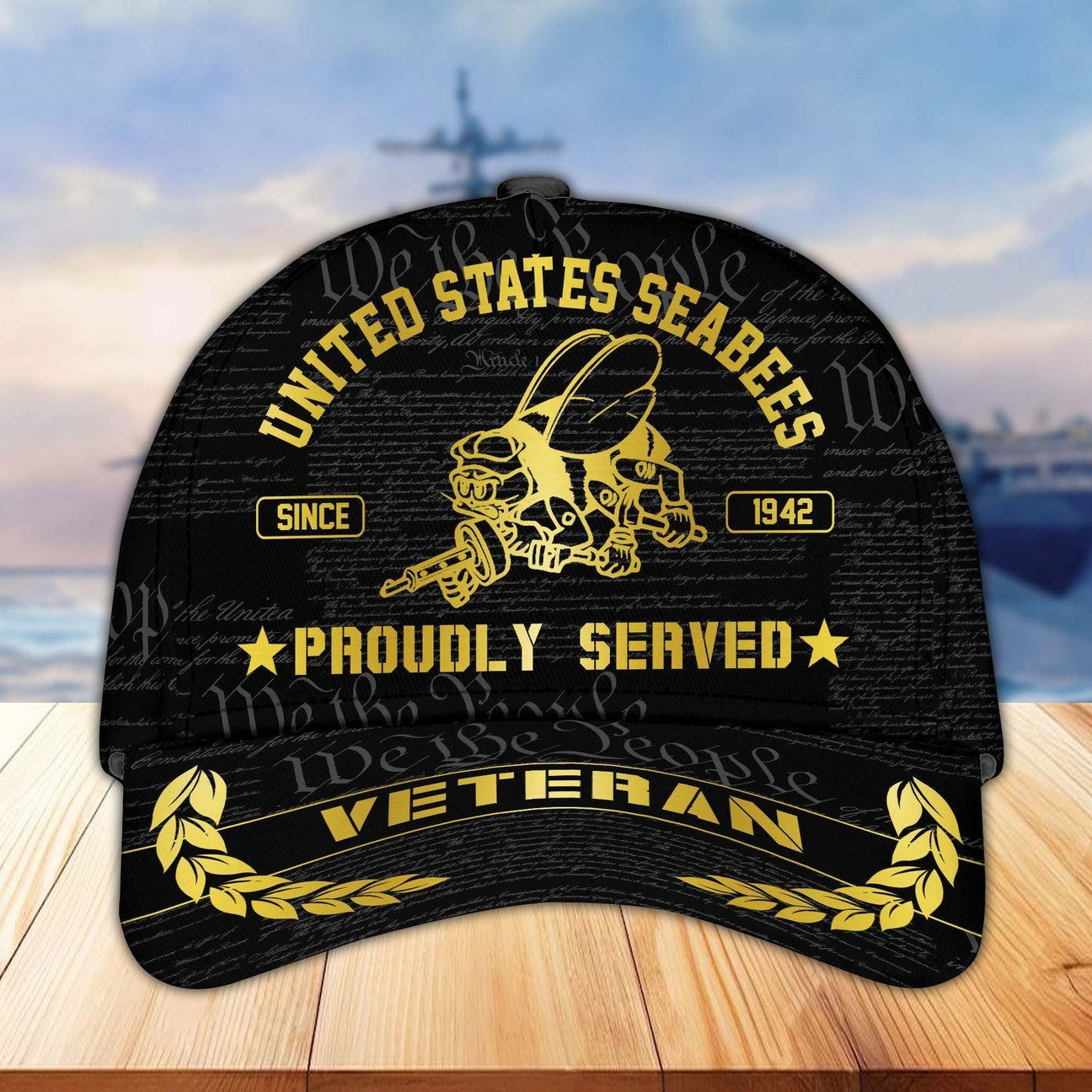 US Seabees Veteran We The People Cap Proudly Served Hat Military Gift for Dad