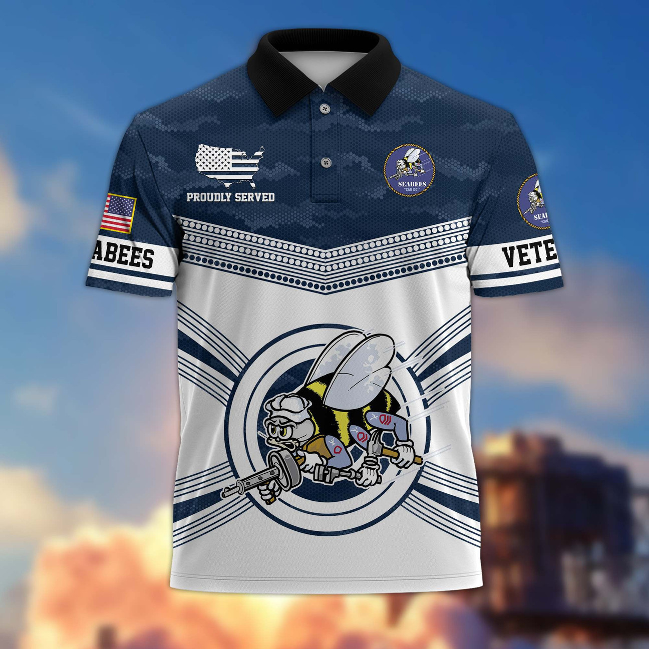 US Seabees Veterans Proudly Served Polo Shirt Best Gift for Father and Husband on Veteran Day